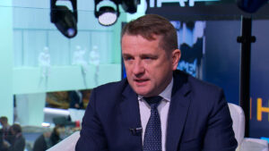 Руководитель Росрыболовства Илья Шестаков дал интервью телеканалу «Россия 24» на полях ПМЭФ