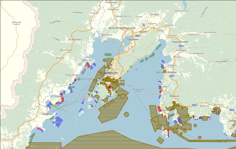 Карта рыбалки владивосток